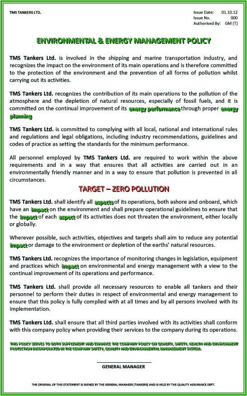 Environmental & energy Management Policy